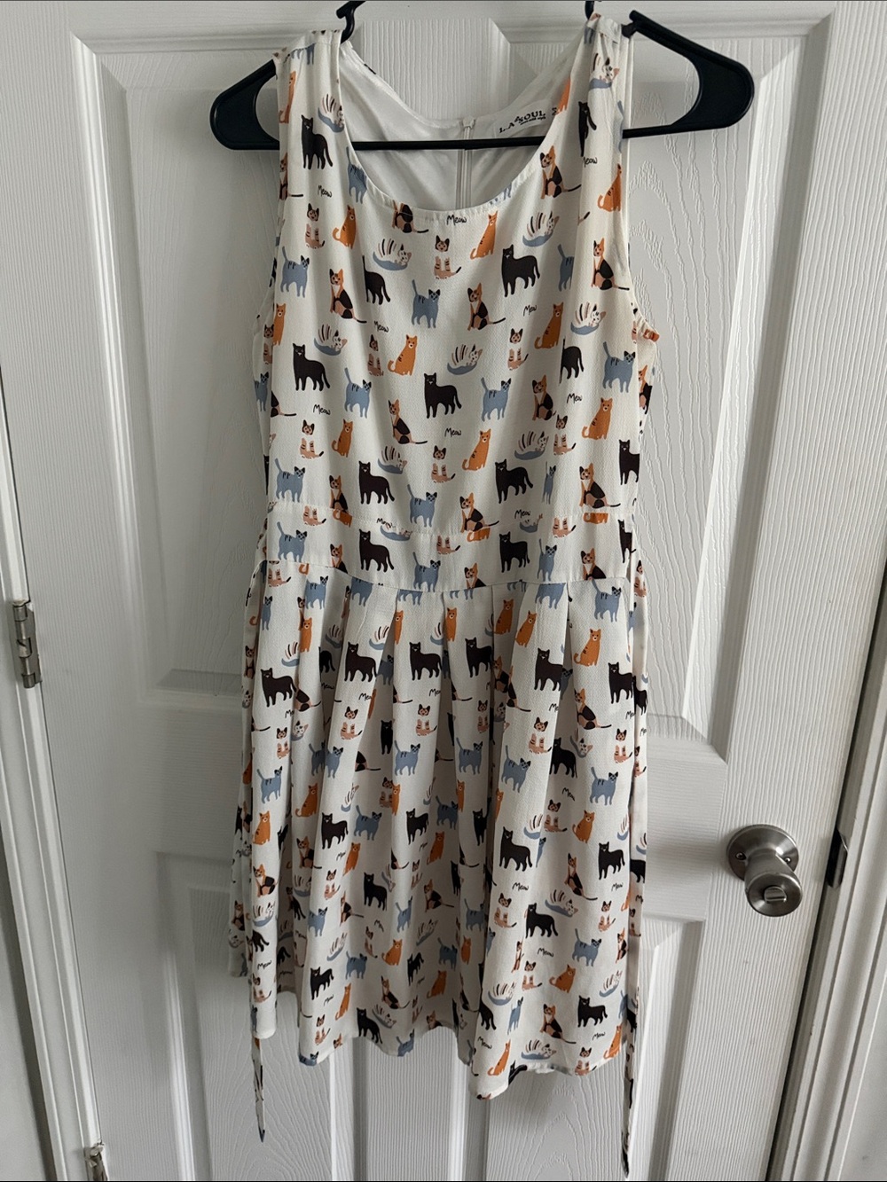 Girls' Cream Cat Print Sundress